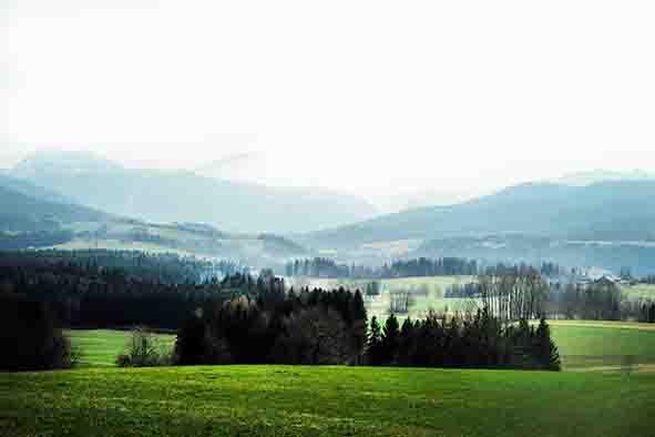 Blick vom Hochberg in die Chiemgauer Alpen